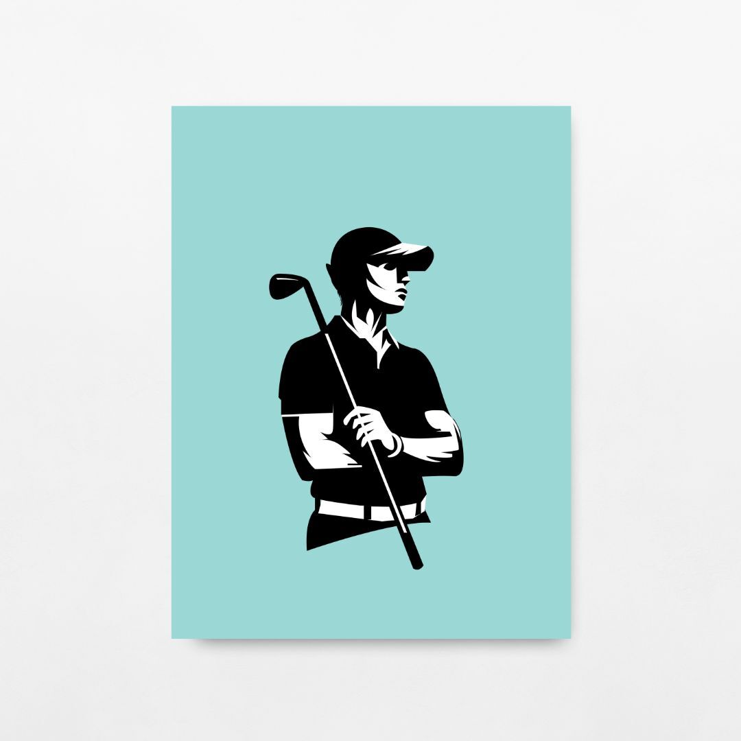 Male Golfer Illustration, Golf Wall Art Print Gifts