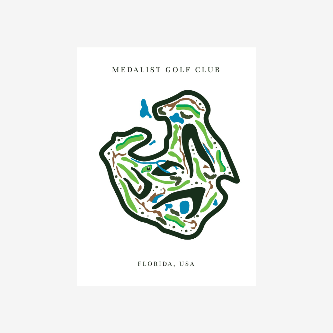 Medalist Golf Club, Golf Course Print, Florida, Golf Map Artworks