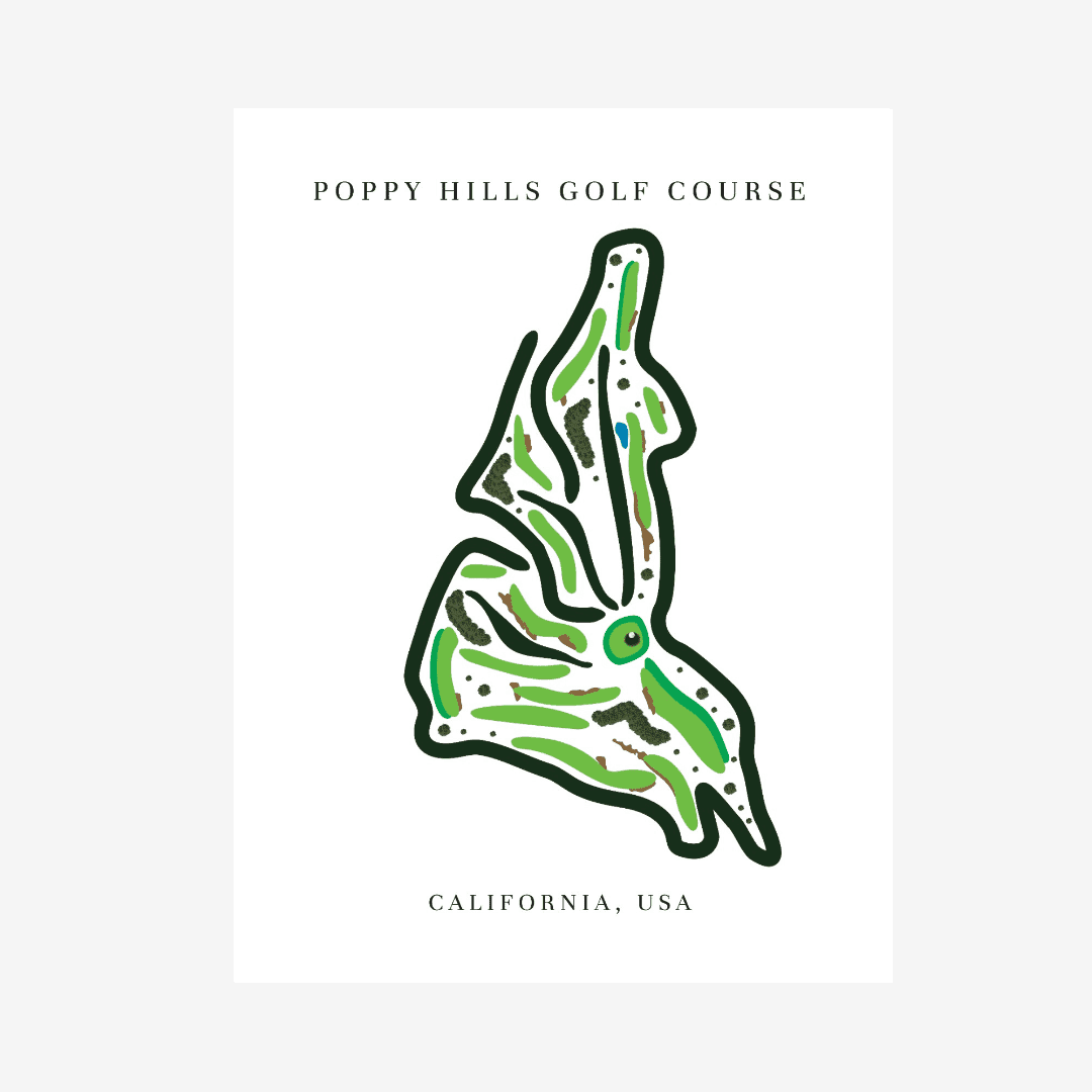 Poppy Hills Golf Course Print, California, Golf Map Artworks