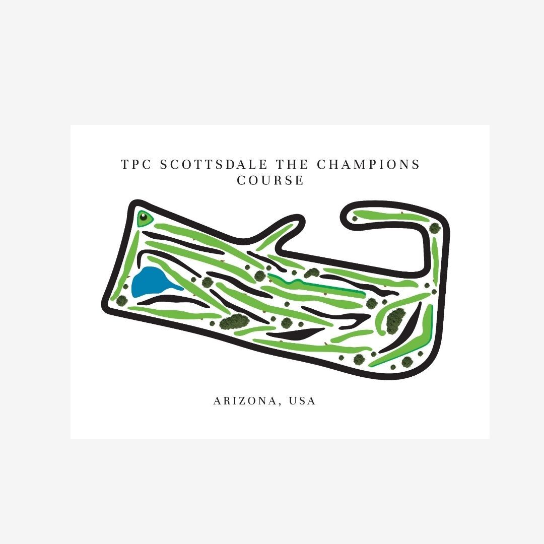 TPC Scottsdale The Champions Course Golf Course Prints, Arizona, Golf Map Artwork