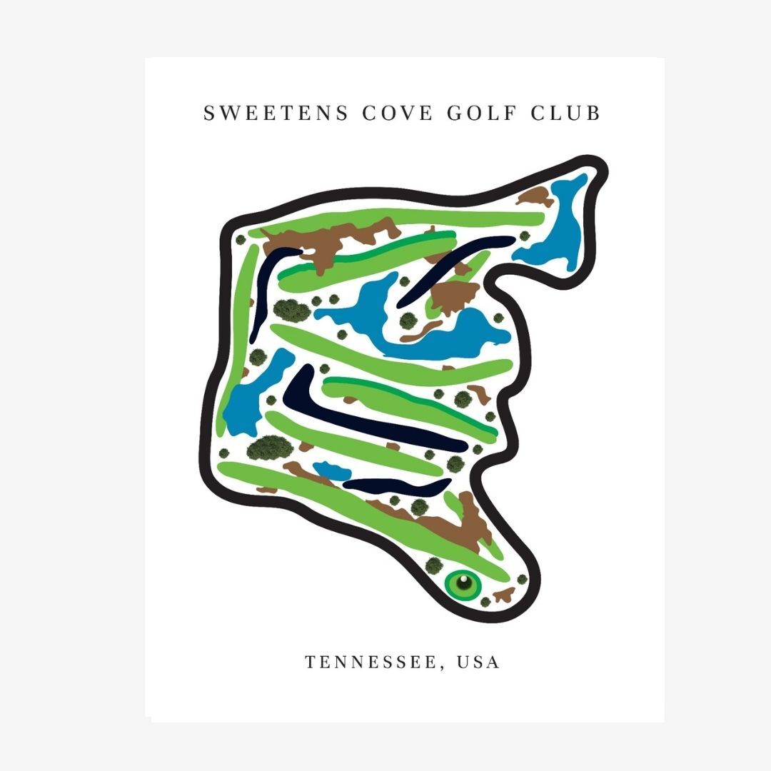 Sweetens Cove Golf Club Golf Course Prints, Tennessee, Golf Map Artwork